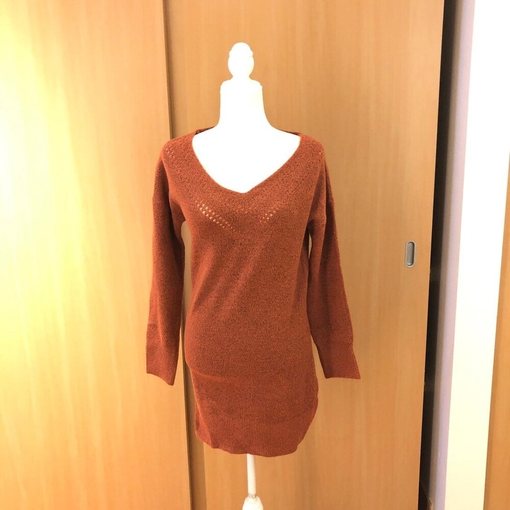 Long Knit Maroon Sweater Dress